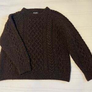 Filson Men's Dark Brown Cable Knit Crewneck Sweater